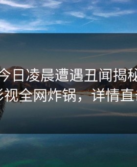 明星在今日凌晨遭遇丑闻揭秘，人人影视全网炸锅，详情直击