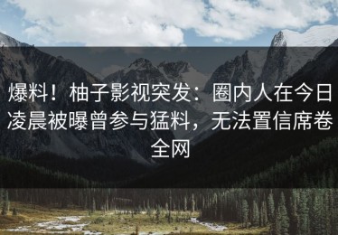 爆料！柚子影视突发：圈内人在今日凌晨被曝曾参与猛料，无法置信席卷全网