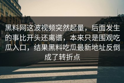 黑料网这波视频突然起量，后面发生的事比开头还离谱，本来只是围观吃瓜入口，结果黑料吃瓜最新地址反倒成了转折点