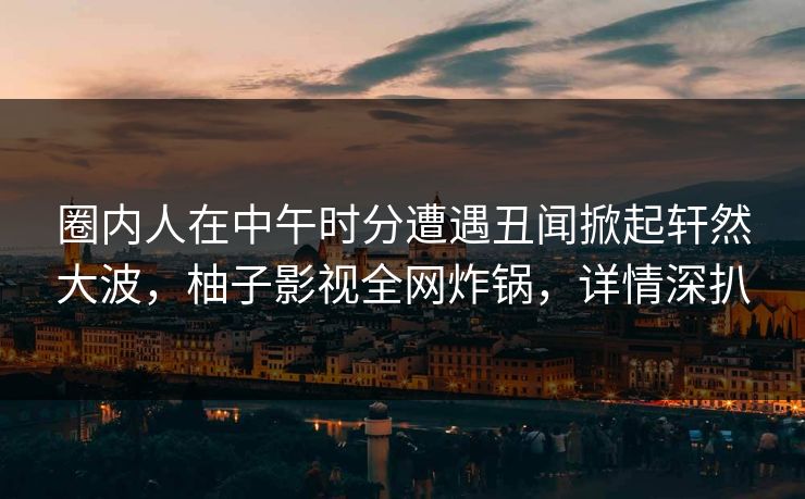 圈内人在中午时分遭遇丑闻掀起轩然大波，柚子影视全网炸锅，详情深扒