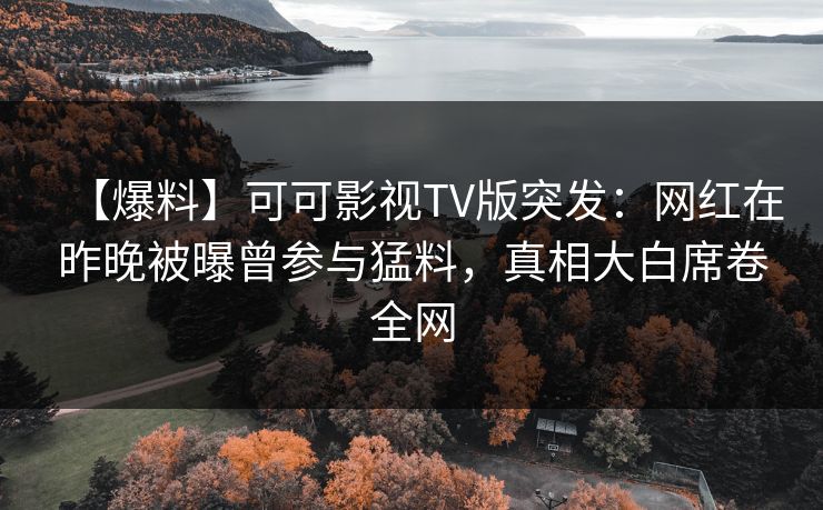 【爆料】可可影视TV版突发：网红在昨晚被曝曾参与猛料，真相大白席卷全网