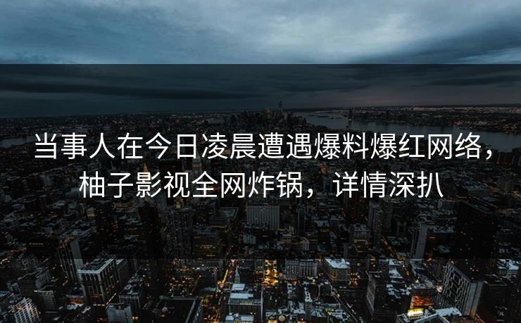 当事人在今日凌晨遭遇爆料爆红网络,柚子影视全网炸锅,详情深扒 当事人在今日凌晨遭遇爆料爆红网络,柚子影视全网炸锅,详情深扒